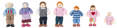 Immagine prodotto di Famiglia di bambole in legno KidKraft, composta da 7 personaggi, mini bambole, accessori per la casa delle bambole