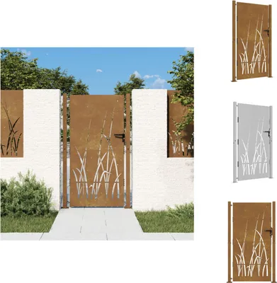 Immagine prodotto di vidaXL Cancello da giardino 105x205 cm in acciaio corten design erba - Cancelli da giardino