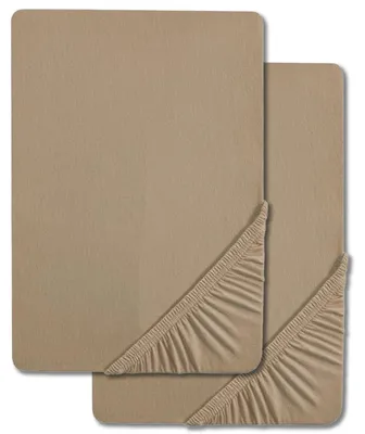 Produktbild von Castell Jersey Baumwoll Spannbettlaken taupe 90 x 190 - 100 x 200 cm Doppelpack