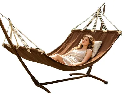 Obrázek produktu pro Houpací síť, BAVLNA a POLYESTER, 210 × 150 cm, nosnost 150 kg, montážní systém, ideální pro venkovní použití