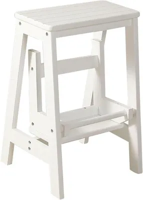 Productafbeelding van Opvouwbare opstapkruk - Ladderkruk - Huishoudelijke klusjes - Massief houten constructie - 2 treden - Houtkleur