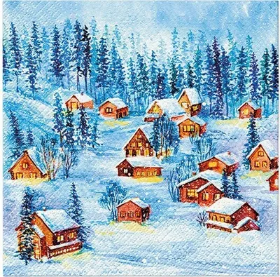 Produktbild von 20 Servietten Winter Houses - Kleine Stadt im Winter 33x33cm