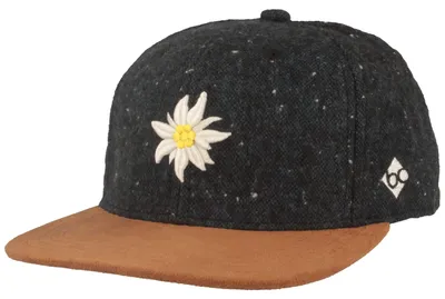 "Edelweiss" melierte Bavarian Caps Flat Brim Snapback Baseball-Cap in blau