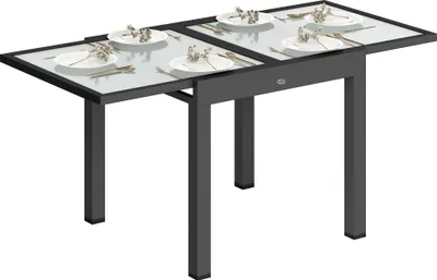 Produktbild von Gartentisch ausziehbar Outdoortisch Erweiterbarer Buffettisch, wetterbeständig, 160 cm × 80 cm × 75 cm, Schwarz