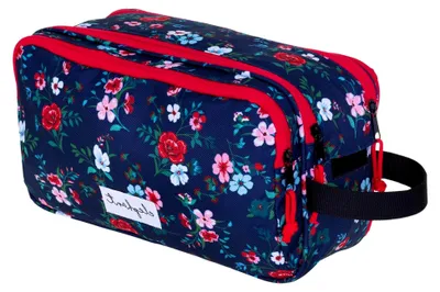 Produktbild von Kulturbeutel Damen Kosmetiktasche Beautycase Travel Flower Washbag Reise Kulturtasche groß geräumig viele Fächer Reise Tasche Sauna (Blue Flower (blau) 13022)