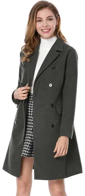Produktbild von Allegra K Damen Wintermantel Elegant gekerbtes Revers Zweireihiger Trenchcoat, G
