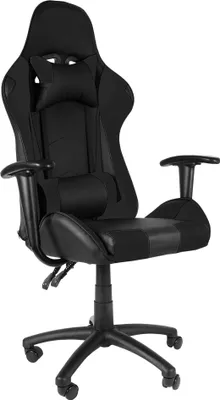Image de Aga Fauteuil de gaming noir à 5 roulettes, inclinable de 90° à 160°, siège en cuir, appui-tête et lombaire amovible inclu MR2090 Noir