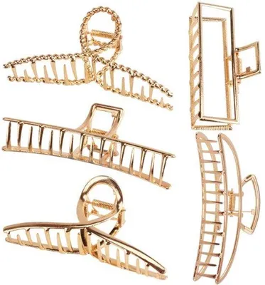 Produktbild von Haarspelden-Set - 5 Stücke - Damen - Haarclips - Gold - Haarspähte - Clips - Metall - Schmetterling