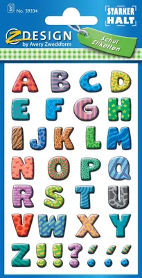 Produktbild von ZDesign SCHOOL Buchstaben-Etiketten Buchstaben: A-Z bunt 87 Etiketten