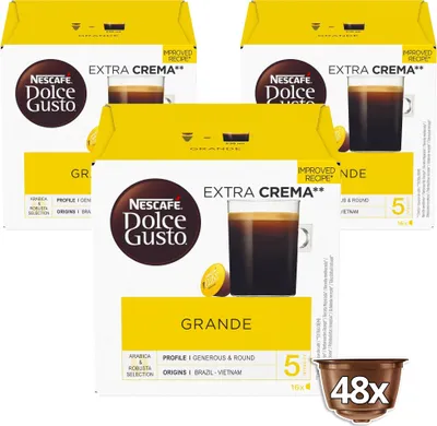 Obrázek produktu pro Nestle GRANDE , Kávová kapsle, Káva, Středně pražená, Dolce Gusto, 16 hrnků, Vícebarevný