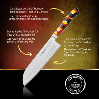 Produktbild von F. DICK Premier Plus GO FOR GOLD Kullenschliff 18 cm scharfes Küchenmesser