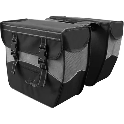Image de Sacoche vélo Greenlands - Double sacoche vélo - Toile - Réfléchissante - Noir avec Blanc - 34 litres