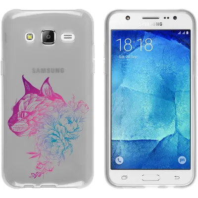 Produktbild von PhoneNatic Case kompatibel mit Samsung Galaxy J5 (2015 - J500) Silikon-Hülle Floral Katze M2-6