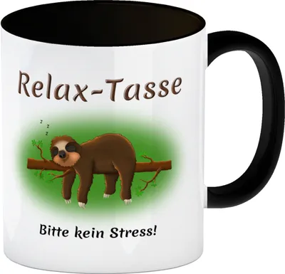 Produktbild von Relax-Tasse Bitte kein Stress! Kaffeebecher Schwarz Besonders geeignet für