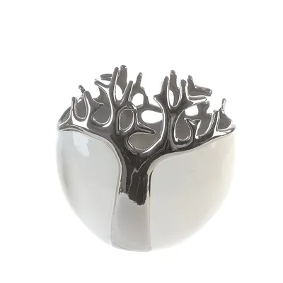 Image de Gilde Vase, "Tree", Keramik, weiß, silberfarben, VE 1, L. 10 cm, B. 10 cm, H. 21 cm 26182 4001250261827