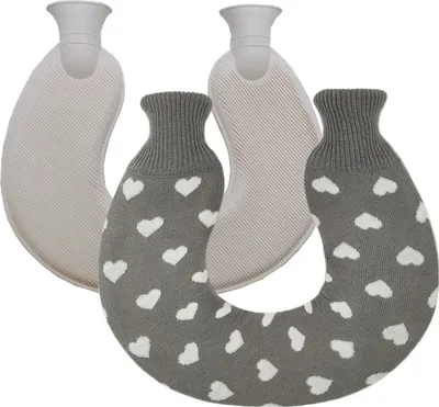 Immagine prodotto di INF Borsa dell'acqua calda a forma di U lavorata a maglia con coperchio Grigio