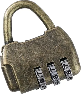 Produktbild von HMF Vintage Deko Zahlenschloss Vorhängeschloss, 3-Stellig, 4,3 x 3,5 x 1,2 cm, Gold
