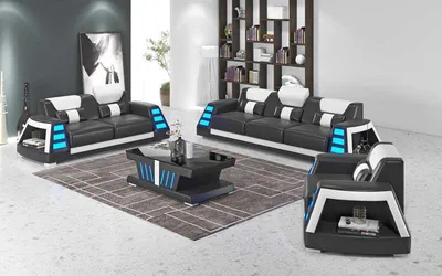 Produktbild von Sofagarnitur Komplette 3tlg Schwarz Set Sofas JVmoebel