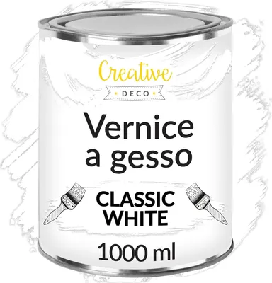 Immagine prodotto di Creative Deco Chalk Paint Vernice a Gesso Bianca | 1L | Vernice per Legno | Opaca, Lavabile | Perfetta per Restauro di Mobili e Decorazione