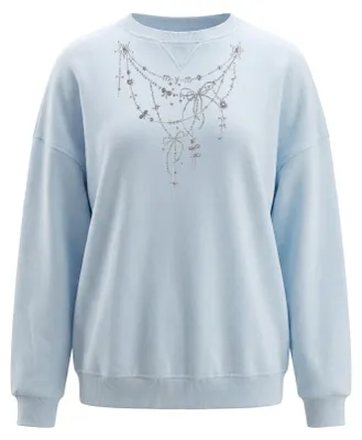 Produktbild von Kuscheliges Damen Sweatshirt blau Größe L mit Rundhalsausschnitt und Strickstruktur