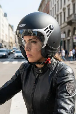 Produktbild von MOTO HELMETS Jethelm mit Visier, ECE 22.06, Motorradhelm Rollerhelm Scooterhelm, Leichtgewicht 1050 g, Schnellverschluss, waschbares Innenfutter AV-84
