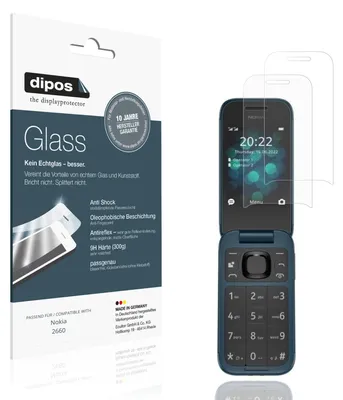 Produktbild von 2x Schutzfolie für Nokia 2660 matt - Anti-Shock 9H Folie dipos Glass Kunststoffglas
