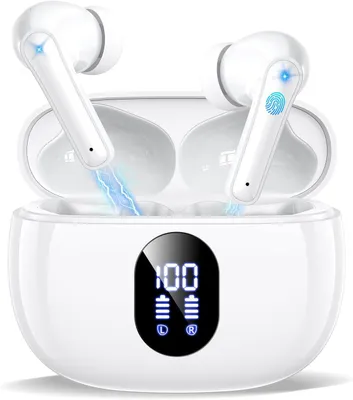 Produktbild von In-Ear-Kopfhörer Bluetooth mit 4 ENC Mikrofon, LED Anzeige & 48 Std Spielzeit, HiFi Tiefer Bass, IPX7 Wasserdicht Kabellos Bluetooth 5.4