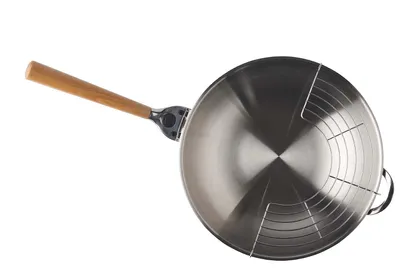 Productafbeelding van Mastrad F63800 wokpan, 32 cm diameter, roestvrij staal, geschikt voor inductiekookplaten