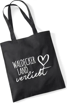 Produktbild von Huuraa Jutebeutel Waldecker Land verliebt 10 Liter Black Baumwolle Tasche Geschenkidee