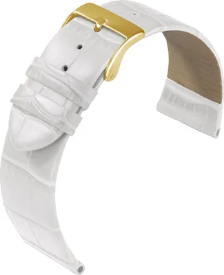 Produktbild von Eulit Rainbow Uhrenarmband Kalbsleder weiß Krokoprägung flach, Anstoß:18 mm