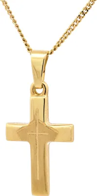 Produktbild von Kreuz Anhänger mit 1,1 mm Panzerkette 60 cm massiv 585 - 14 Karat Gold