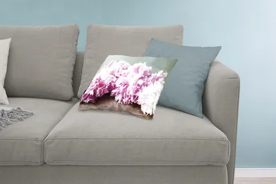 Produktbild von MuchoWow® Zierkissen Sofakissen Wohnzimmer Dekokissen 60x40 cm Blumen - Rosa - Pfingstrose - Botanisch - Kopfkissen - Polster mit Foto