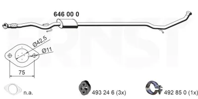 Produktbild von ERNST 646000 Mittelschalldämpfer Schalldämpfer für KIA Picanto (SA)
