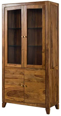 Immagine prodotto di MASSIVMOEBEL24 | ANCONA #135 Vetrina in legno di sheesham - laccato / marrone 100x45x200