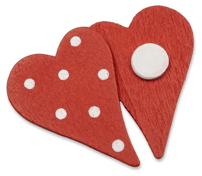 50 Holzherzen mit roten Tupfen, 3,5 x 4,8 cm, DIY-Deko