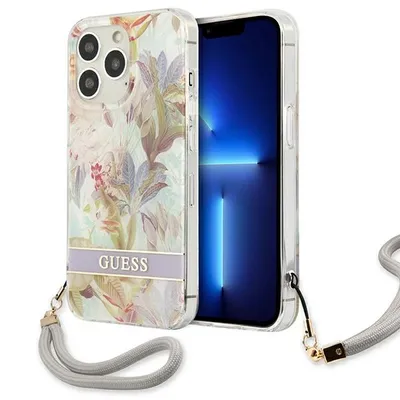 Immagine prodotto di Guess Guhcp13Lhflsu Custodia rigida per Iphone 13 Pro / 136,1 Fioletowy/Purple con cinturino a fiore