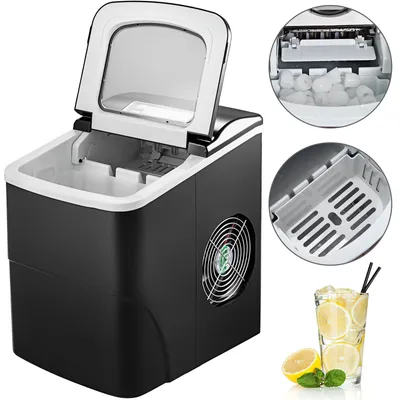 Produktbild von VEVOR 12kg Eiswürfelmaschine mit LCD Anzeige Eiswürfelbereiter Schwarz Kommerzielle Eismaschine Ice Maker
