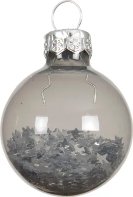 Produktbild von Weihnachtskugeln Glas 3cm mit Sternfüllung 9 Stk Zart Grau transparent