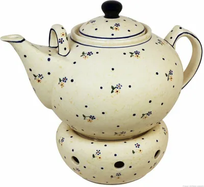 Produktbild von Original Bunzlauer Keramik 2,9 Liter Teekanne XXL Ø30 cm mit Stövchen Design 111