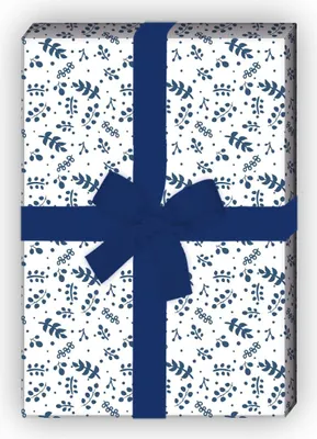 Produktbild von Indigo Geschenkpapier Set mit zarten Blättern - G8481, 32 x 48cm