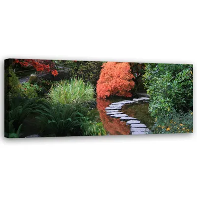 Produktbild von Leinwandbild Japan Garten Wald 120x40 Feeby Grün bild für die wand bereit zum aufhängen