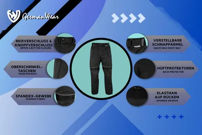 Produktbild von Motorradhose Cordura Textilhose Schwarz, Größe:50/M