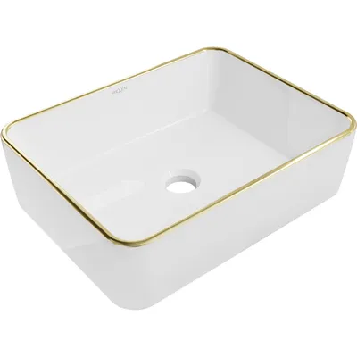 Zdjęcie produktu dla Mexen Catia umywalka nablatowa 48 x 37 cm, biała/złota rant - 21314805