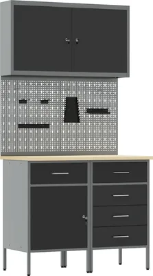 Produktbild von Möbel 5-teiliger Werkbank-Set aus schwarzem Stahl - Werkbänke 3321424