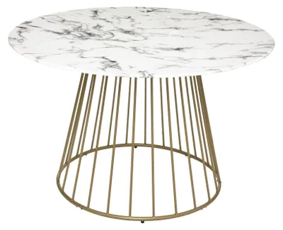 Immagine prodotto di Tavolo da pranzo "rayo" bianco con effetto marmo dorato, diametro 120 cm  - Atmosphera créateur d'intérieur