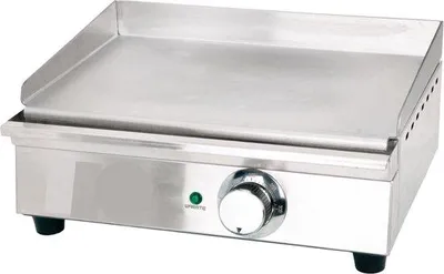 Image de Plaque de cuisson électrique Teppanyaki pour cuisine professionnelle - Gril de table en acier inoxydable avec thermostat et revêtement antiadhésif - 41,2 x 29,7 x 18,5 cm
