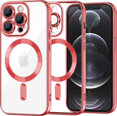 Produktbild von Techsuit Luxury Crystal Back Cover Hülle mit MagSafe für Apple iPhone 12 Pro - Rot