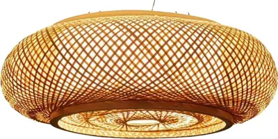 Imagen del producto de Lámpara colgante, estructura de bambú, estilo moderno, diámetro 50 cm, sin bombilla. Diámetro 50 cm, sin bombilla