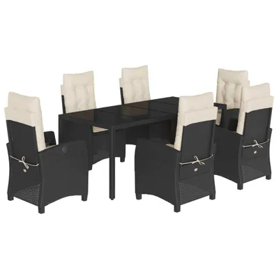 Produktbild von 7-tlg. Garten-Essgruppe mit Kissen Schwarz Poly Rattan
