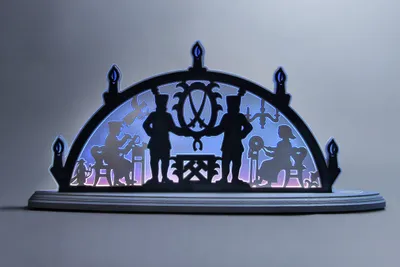 Produktbild von Motivleuchte "Schwibbogen Erzgebirge" blau (47x24cm) von Weigla Holzkunst